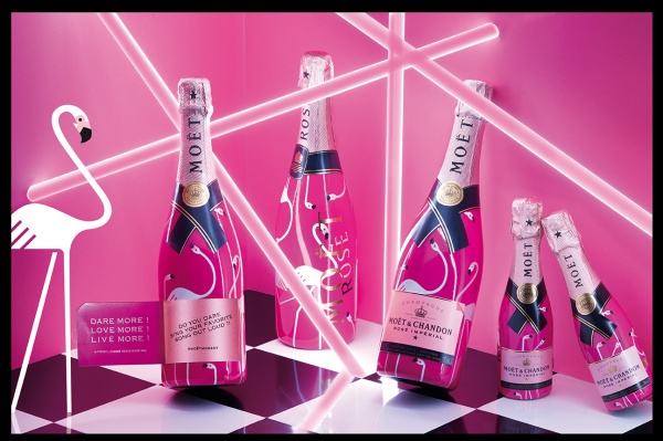 Moët Rosé Limited Edition with flamingos